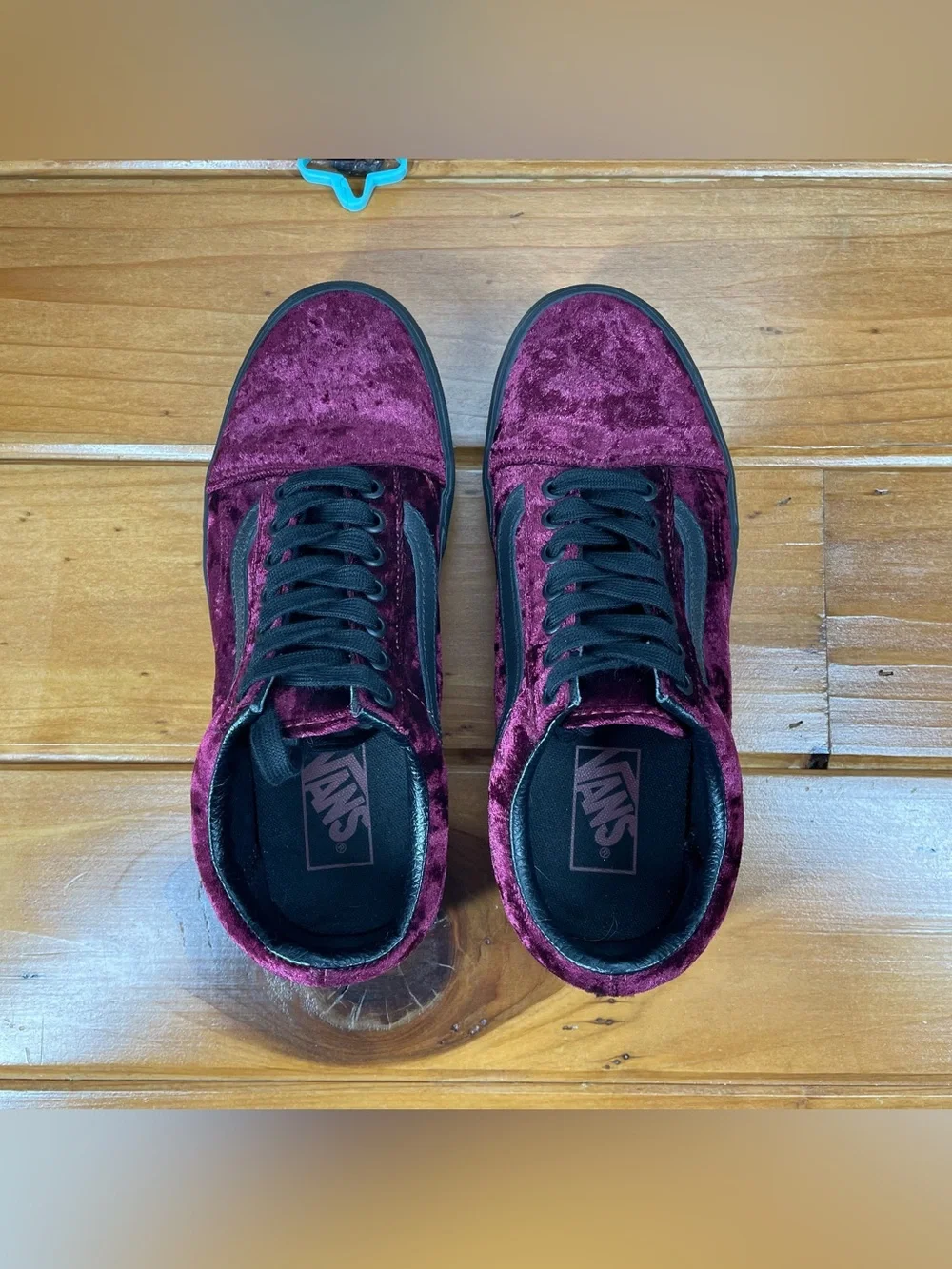 Vans Old Skool Platform Mens 7 / Womens Size 8.5 Crushed Velvet Burgundy Maroon